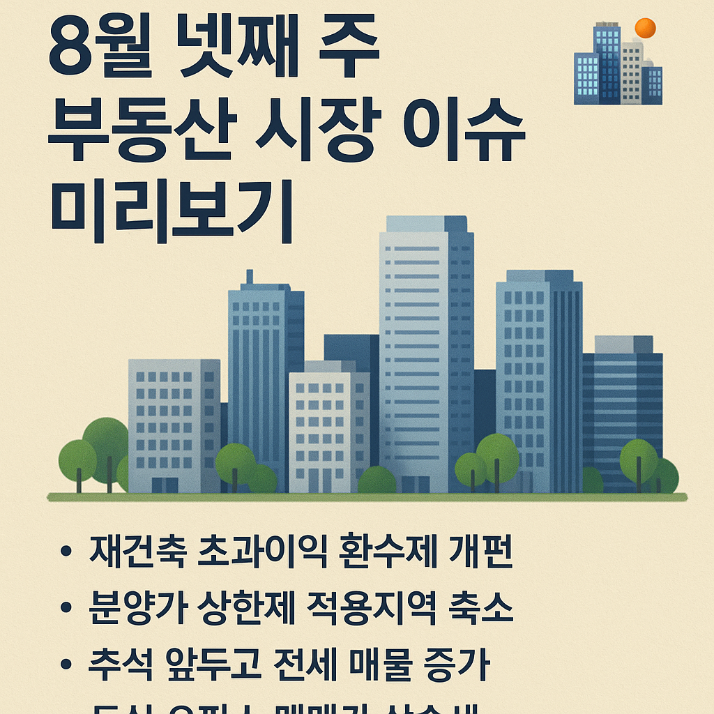 8월 넷째 주 부동산 시장 이슈 미리보기 🏙️