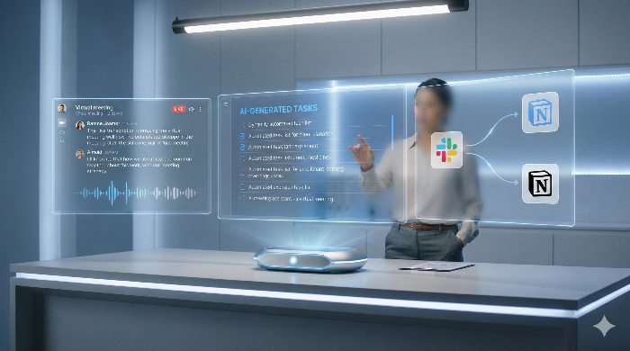 Fireflies와 Otter를 활용한 AI 회의 자동화 워크플로우 및 협업 시스템 시각화