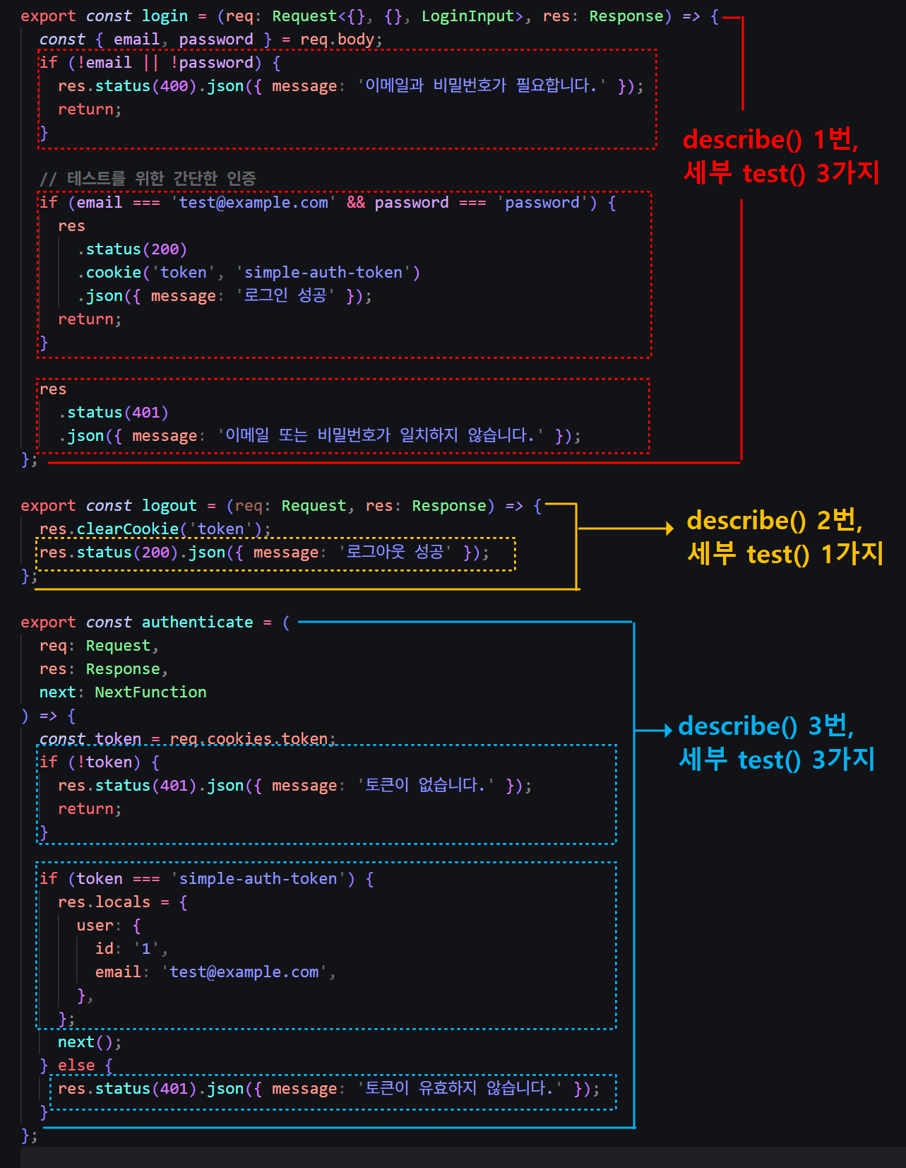 학원 샘플 코드를 활용하여 테스트 작업 분리