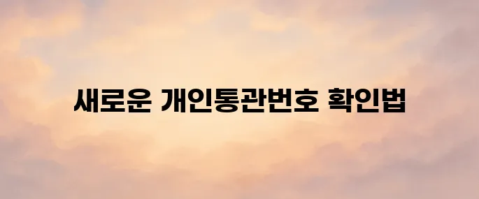 개인통관번호 발급 및 조회 변경 방법