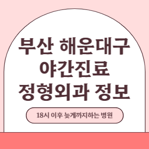 부산 해운대구 야간진료 정형외과 병원 (18시 이후 늦게까지하는 병원)