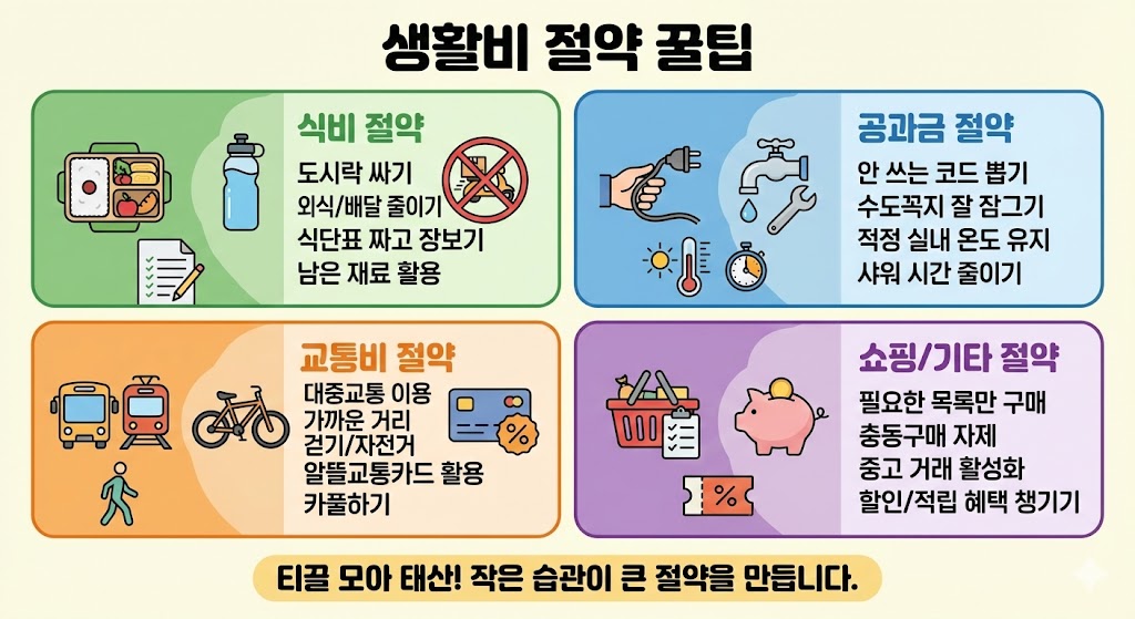 월급 300만원 직장인 돈 관리 실전법, 통장 4개로 1억 모으기
생활비 절약 꿀팁