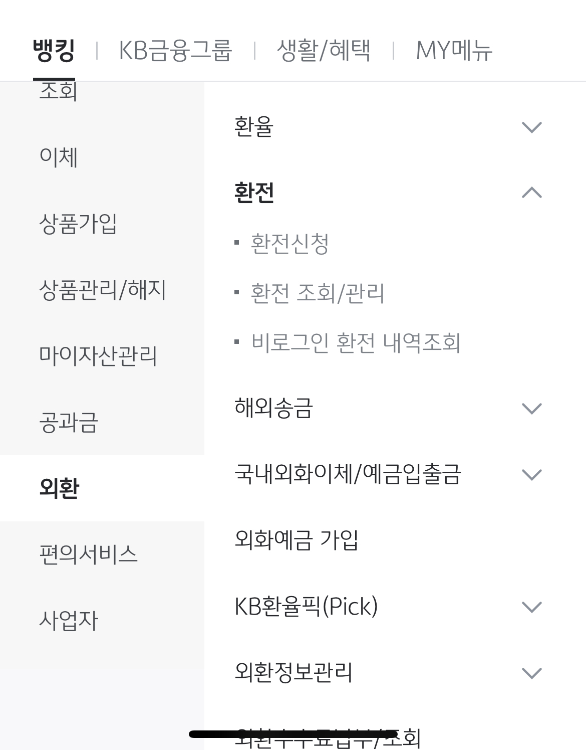 국민은행 외환 환전신청