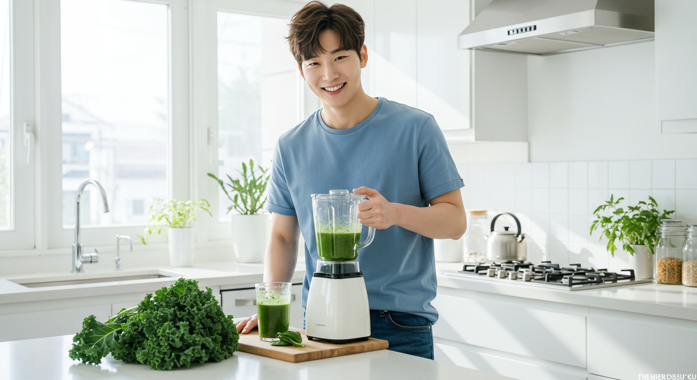 아침-케일-쥬스-믹서하는-남성