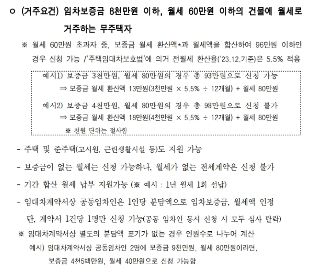 청년월세 지원대상