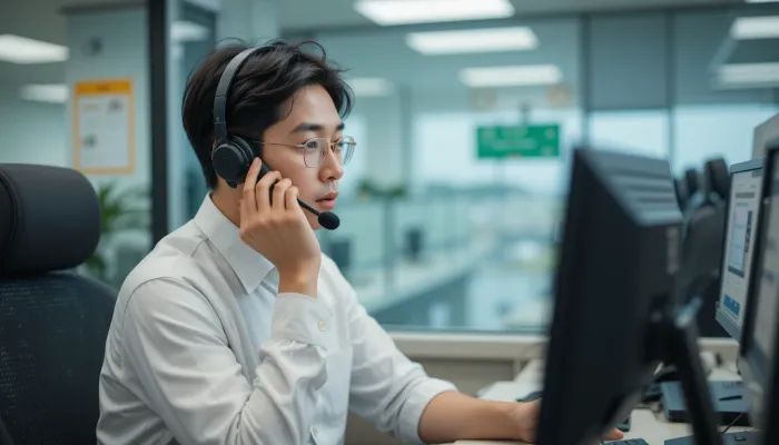 고속도로 통행료 조회 관련해 상담 전화를 하는 남성의 모습