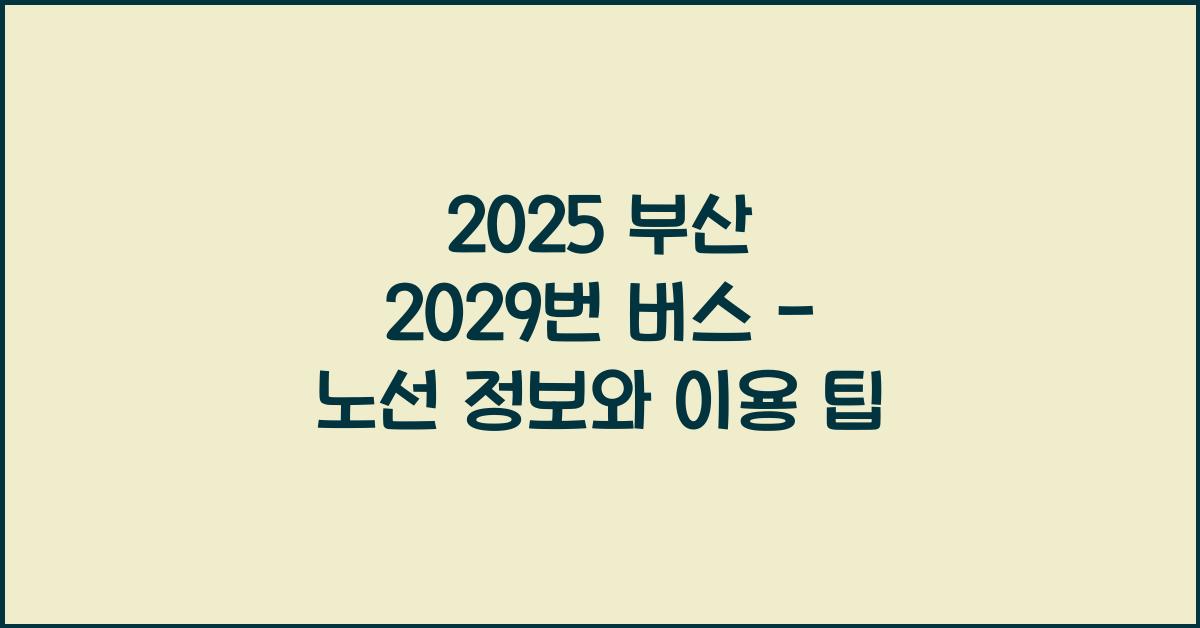 2025 부산 2029번 버스