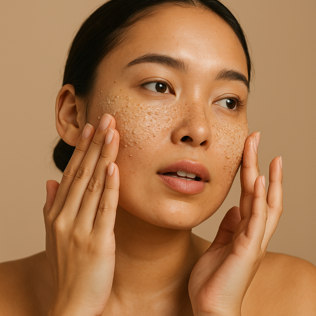 각질 제거제를 사용하는 여성