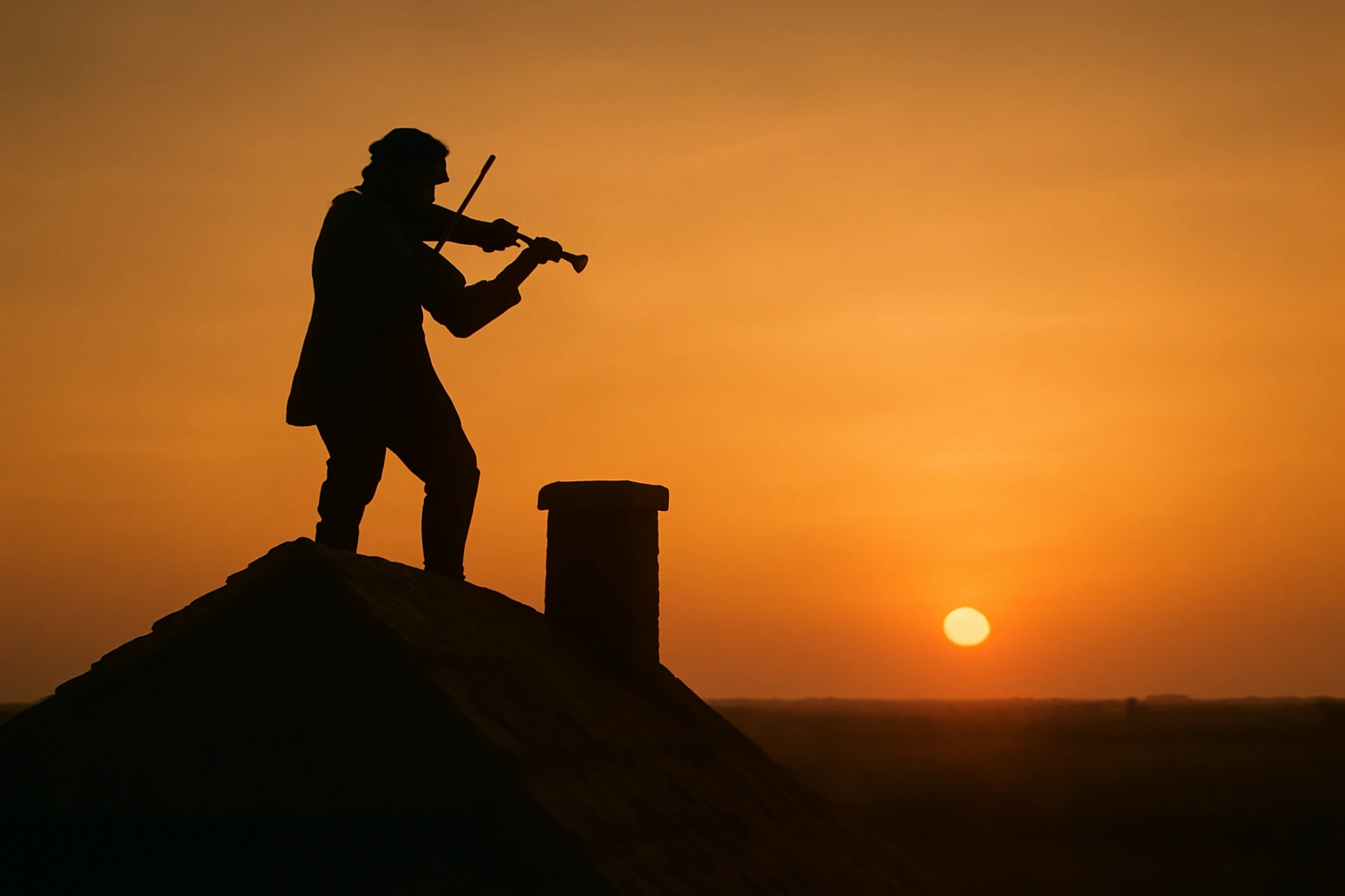 지붕위에서 바이올린 연주하는 이미지