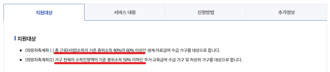 희망저축계좌 Ⅰ,Ⅱ 차이점, 조건확인, 신청방법