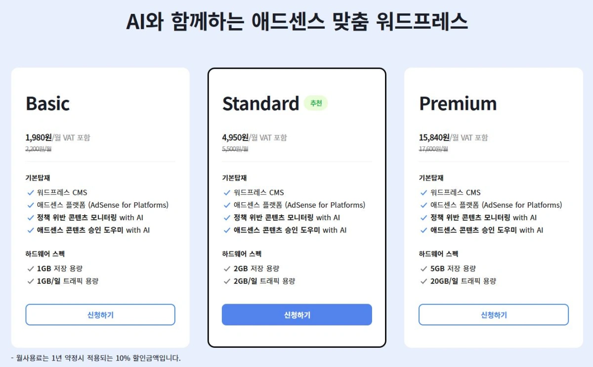 3-카페24-애드센스-워드프레스-요금