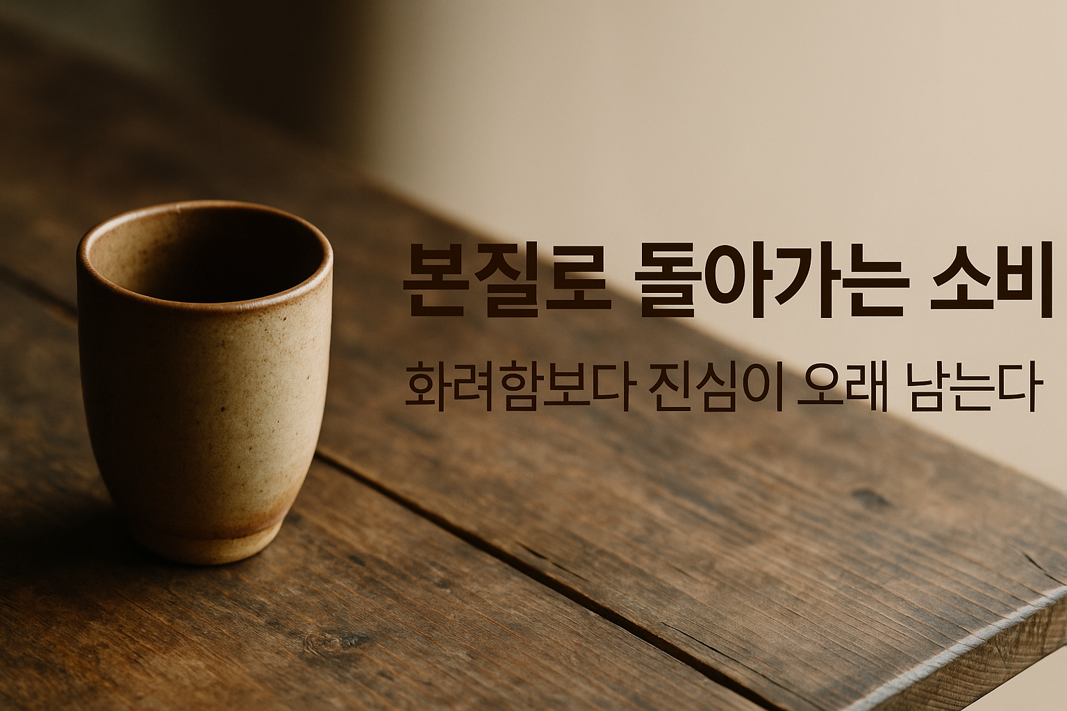 본질로 돌아가는 소비 – 화려함보다 진심이 오래 남는다.