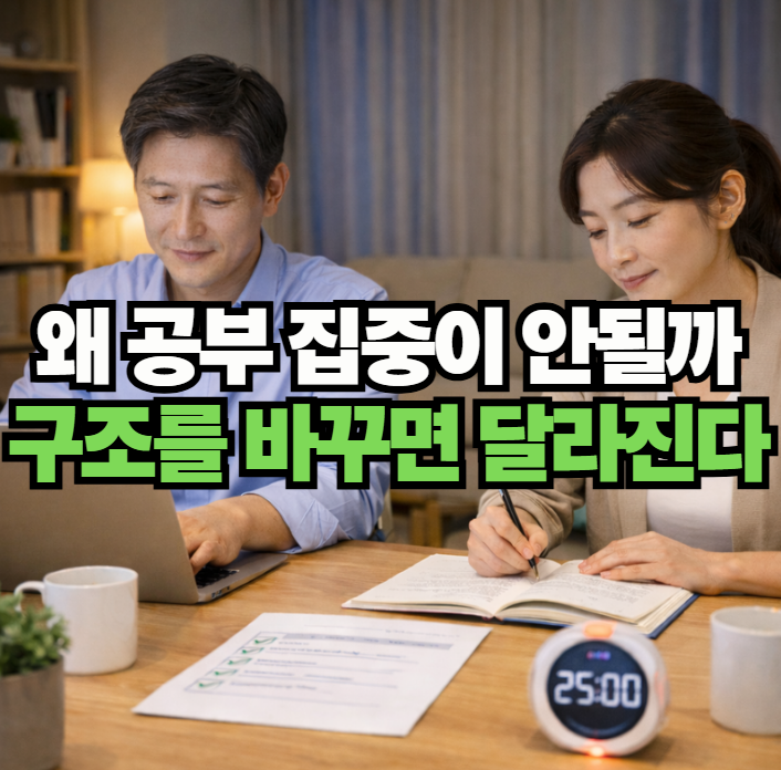 열공중인 성인 학습자