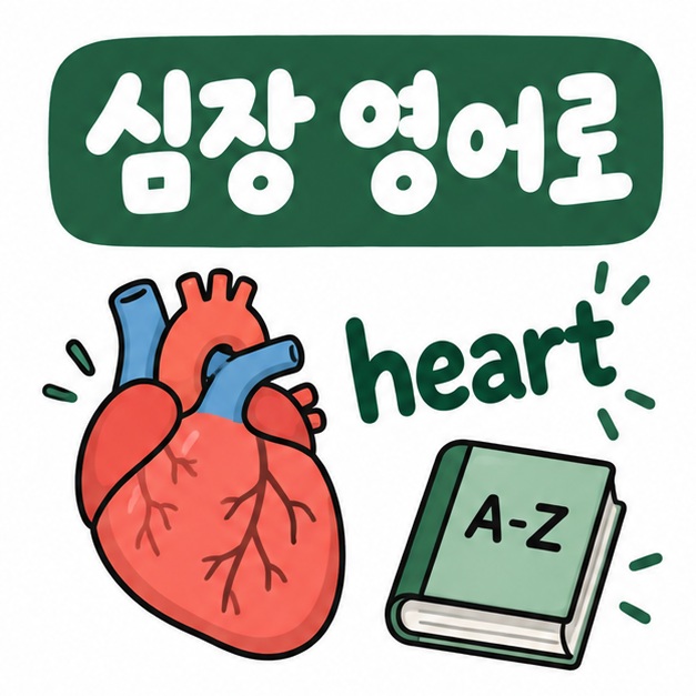 심장 모양과 영어 heart 글자 아이콘 옆에 심장 영어로라는 제목이 크게 적힌 대표 썸네일