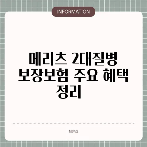 메리츠 2대질병 보장보험 주요 혜택 정리 📌