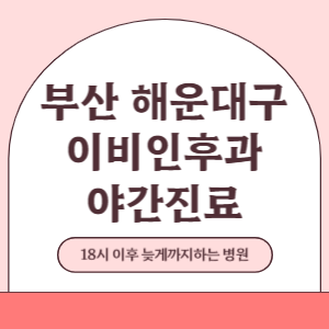 부산 해운대구 야간진료 이비인후과 병원 (18시 이후 늦게까지하는 병원)