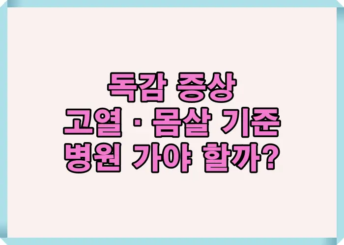 독감 증상 중 고열과 몸살 기준으로 병원 방문이 필요한 시점을 한눈에 정리한 인포그래픽 이미지