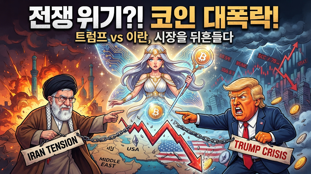 미국-이란 전쟁과 코인 하락의 관계를 보여주는 썸네일