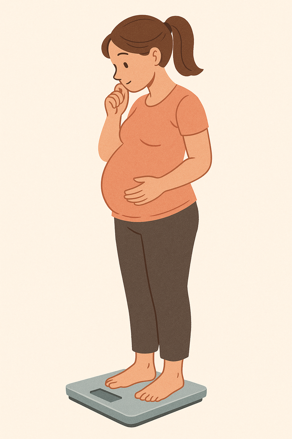 임산부가 몸무게 체크하고 있는 사진