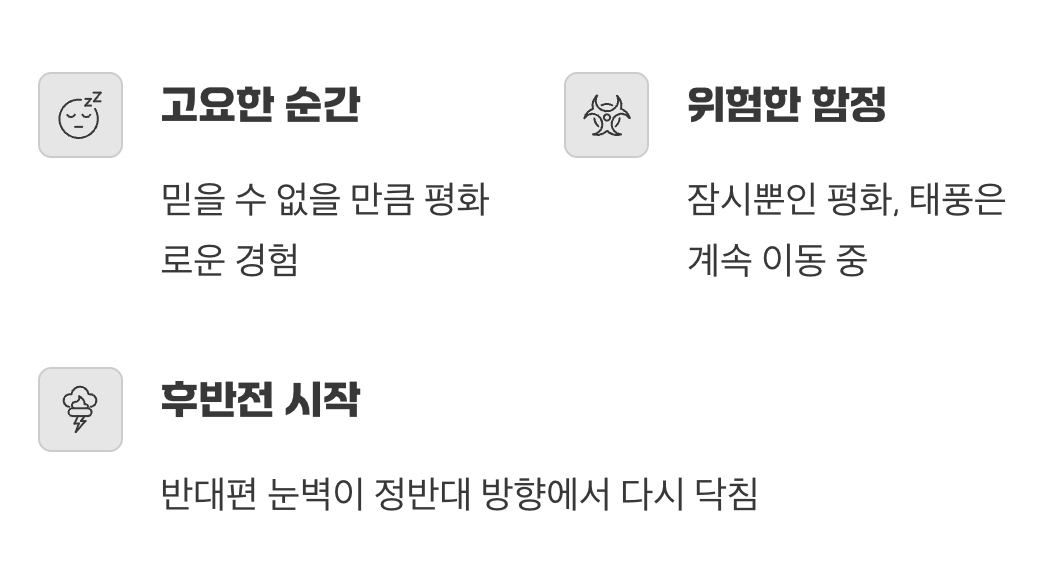 폭풍의 눈 속에 있다는 것의 의미
