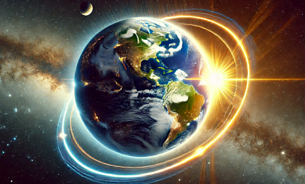 우주에서 지구의 자전 공전 모습