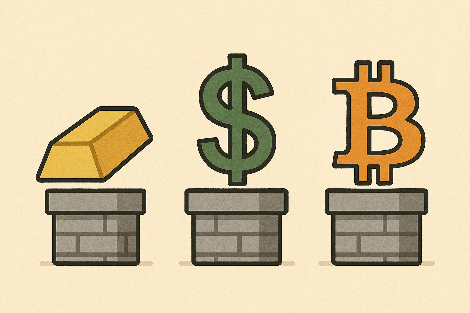 금 vs 달러 vs 비트코인: 가치 저장 비교 관련 그림