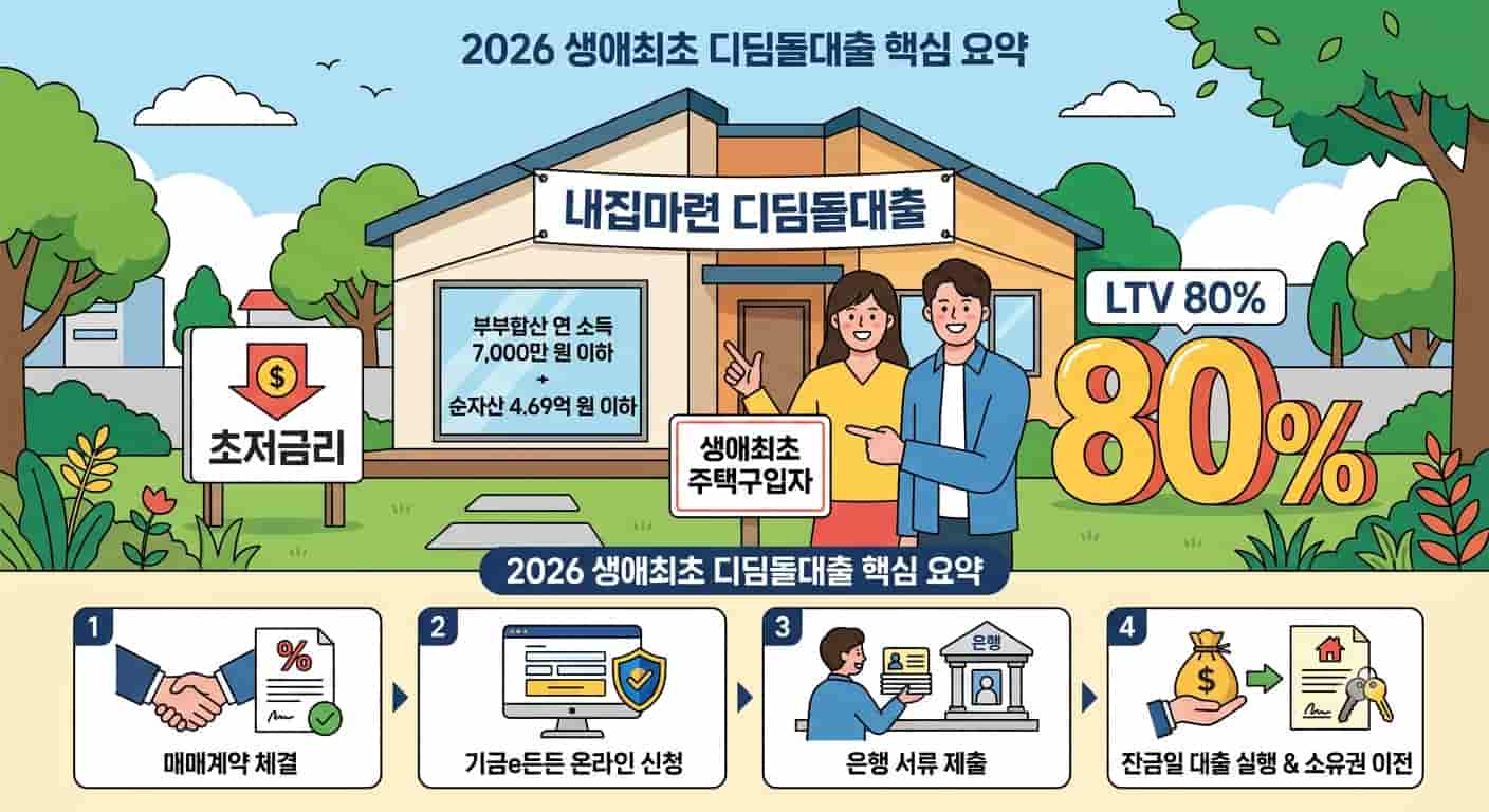 2026 생애최초 디딤돌대출 신청 자격 및 금리 한도 안내 인포그래픽