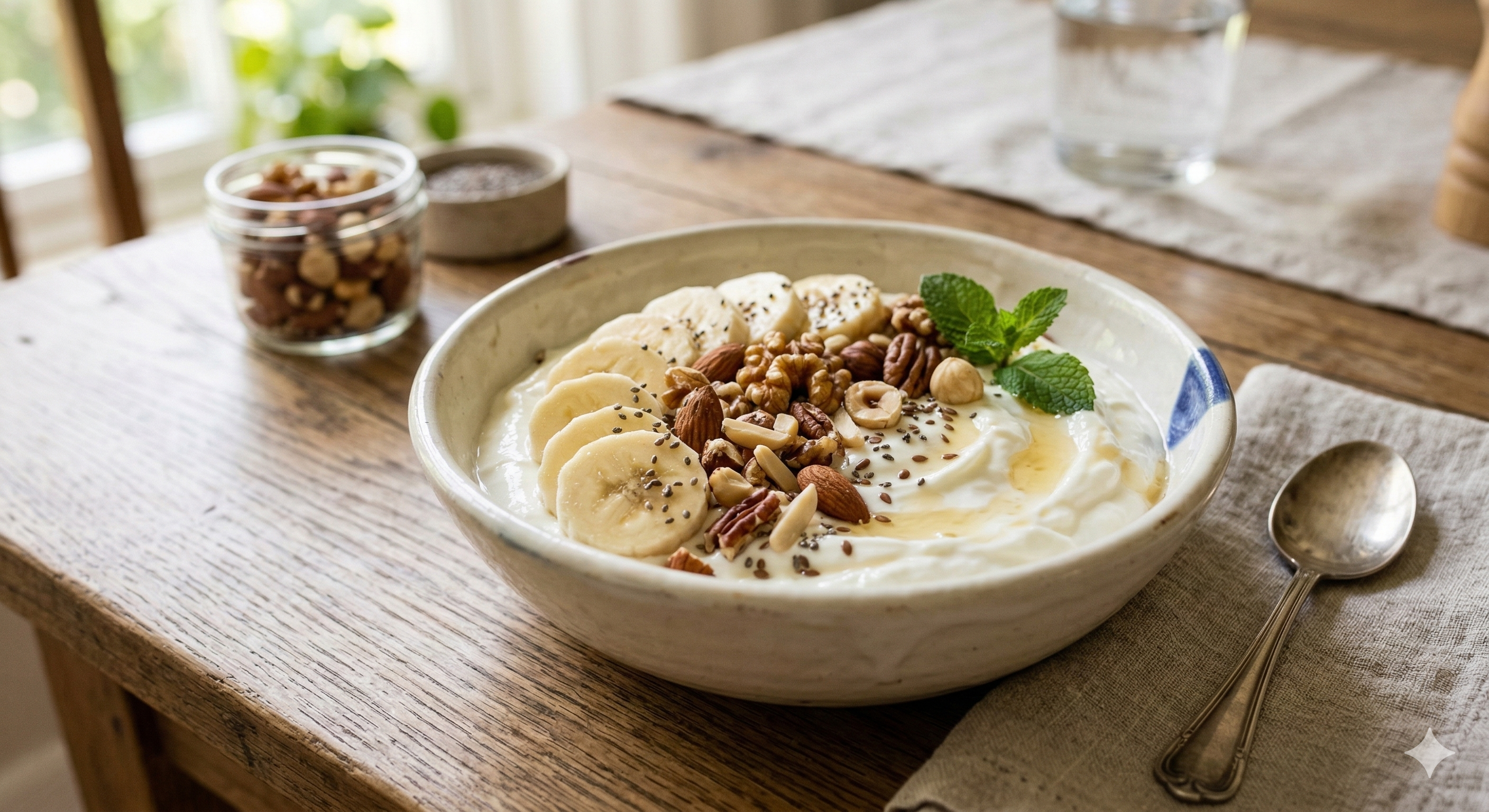 도파민의 원료가 되는 티로신이 풍부한 바나나. 견과류, 요거트와 함게 즐기면 좋다.