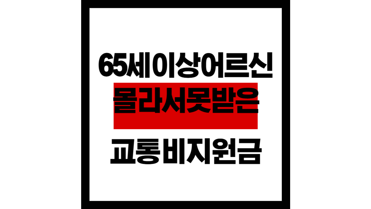 65세 이상 어르신, 몰라서 못 받은 교통비·대중교통 지원금