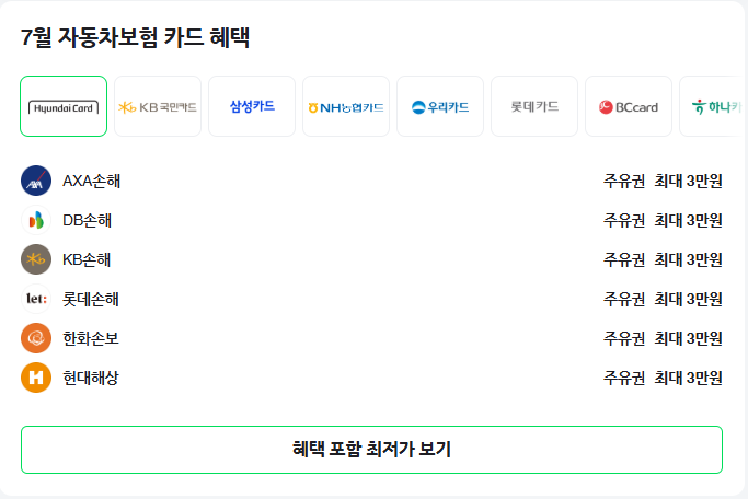 네이버자동차보험 다이렉트 비교 견적 확인