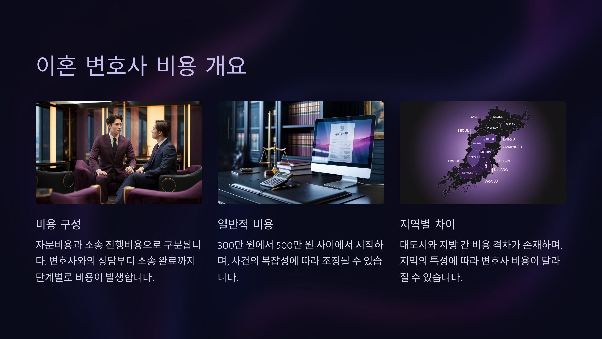 이혼 변호사 비용 개요