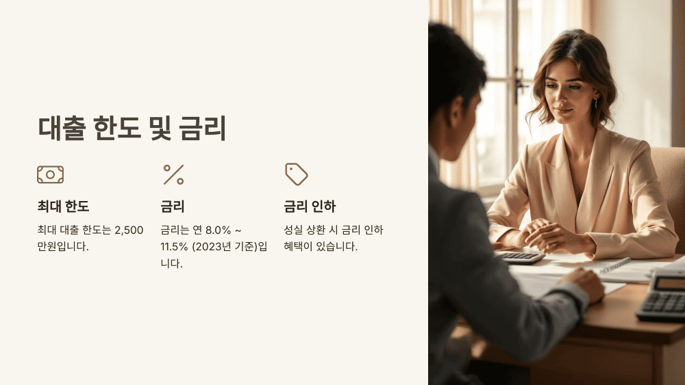 대출한도, 기간, 금리 상세 안내