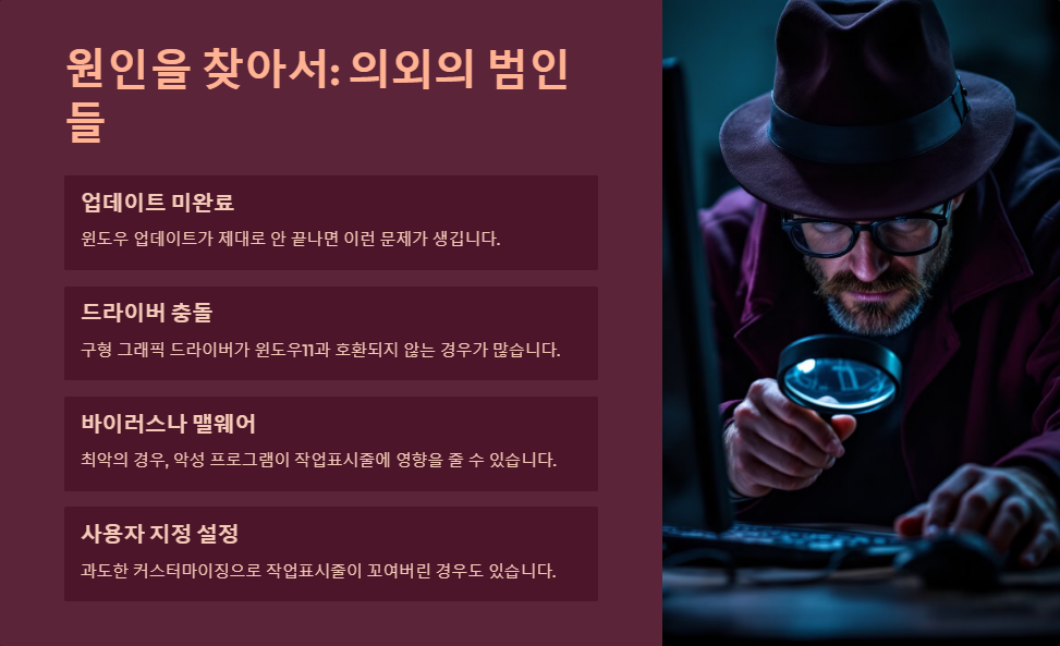 윈도우11 작업표시줄 오류 해결