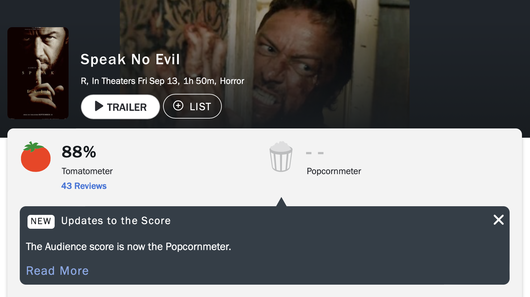 로튼 토마토 스픽 노 이블 평점