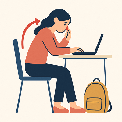 장시간 앉아있는 습관은 혈류를 방해해 코피가 자주나는 이유가 될 수 있어요.