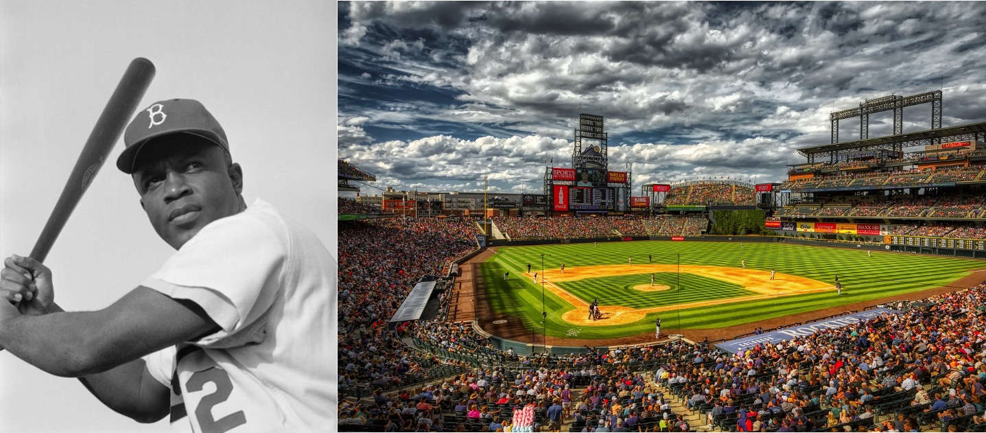 재키로빈슨과 메이저리그 경기장 사진