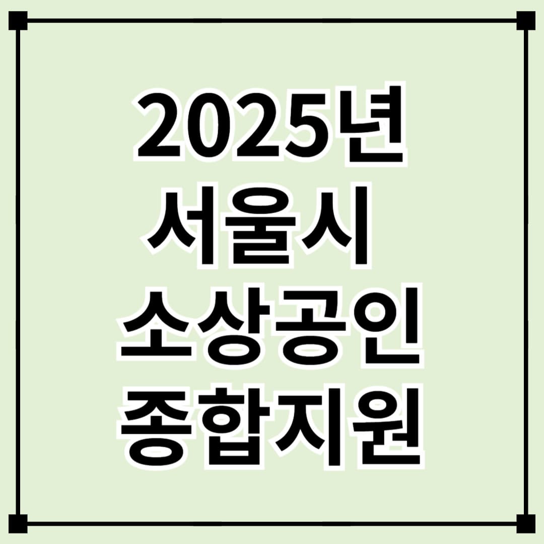 2025 서울시 소상공인 종합지원 총정리