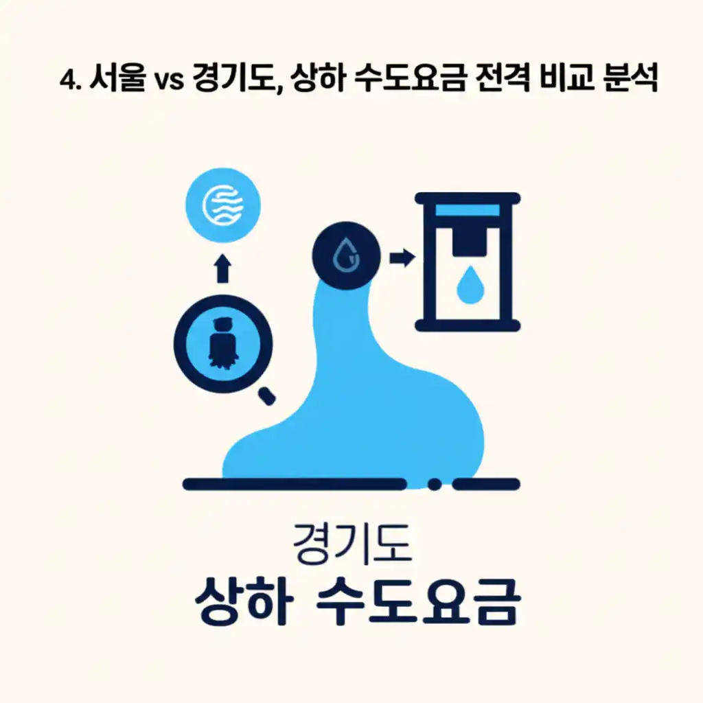서울과 경기도 상하 수도요금 상세 비교 분석 데이터를 담은 이미지
