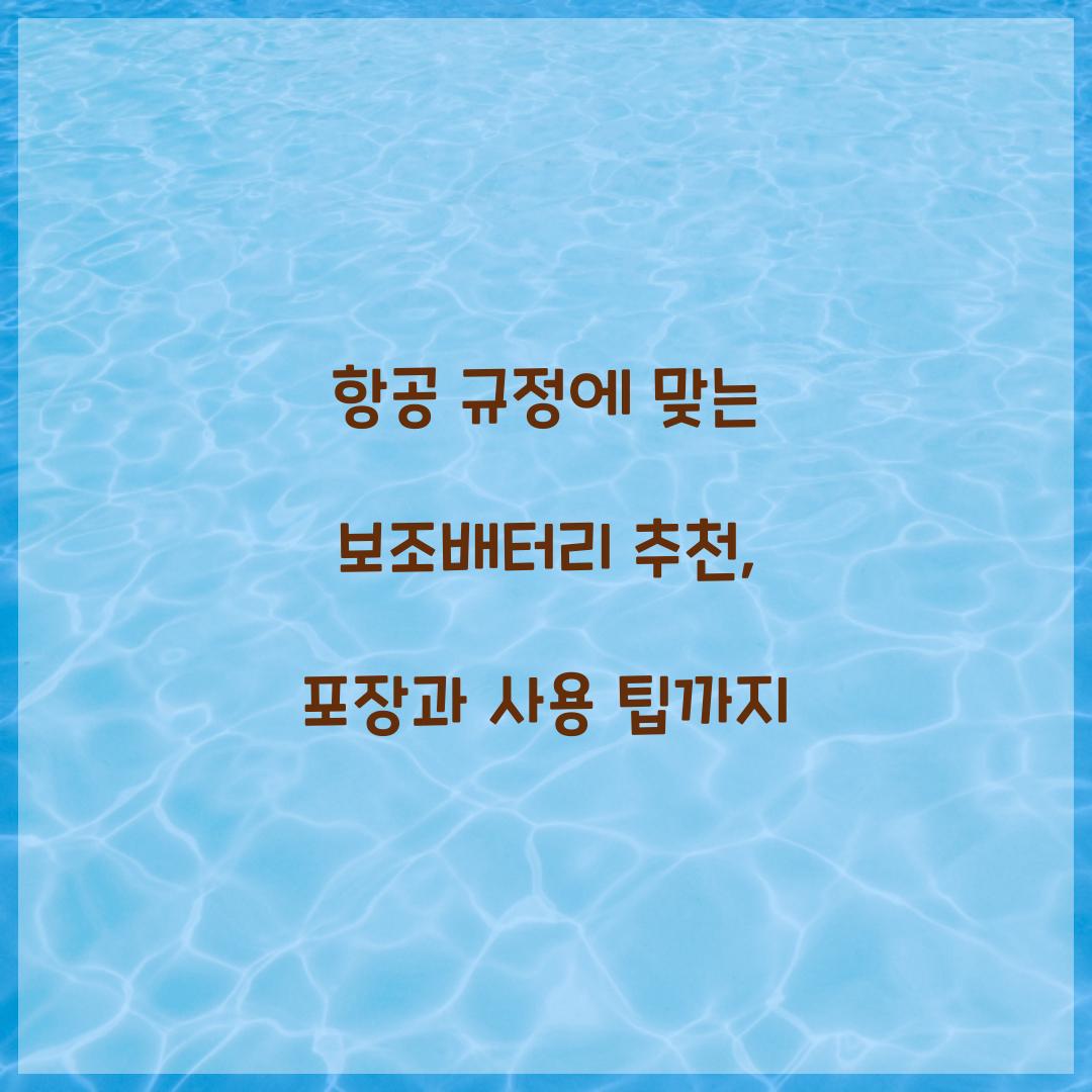 항공 규정에 맞는 보조배터리 추천