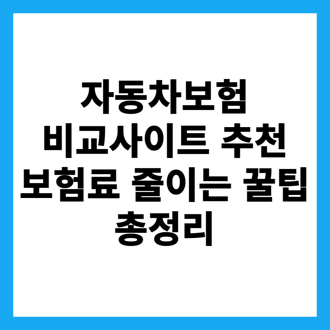 자동차보험 비교사이트 추천 보험료 줄이는 꿀팁 총정리