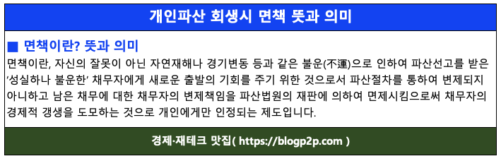 개인파산 개인회생시 면책이란 의미