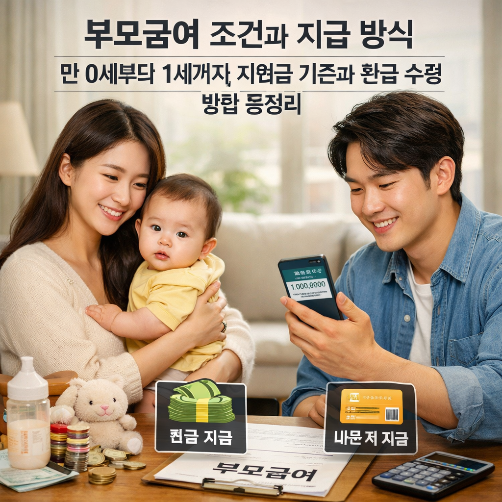 부모급여 조건과 지급 방식 만 0세부터 1세까지 지원금 기준과 현금 수령 방법 총정리