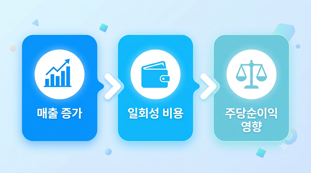 매출 증가와 일회성 비용이 순이익에 미친 영향