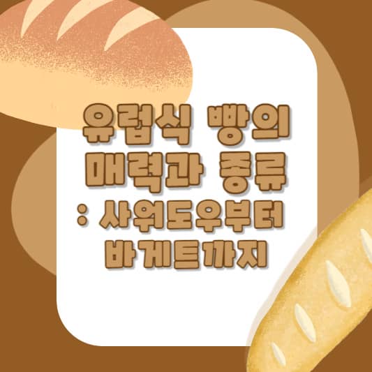 유럽식 빵의 매력과 종류: 사워도우부터 바게트까지