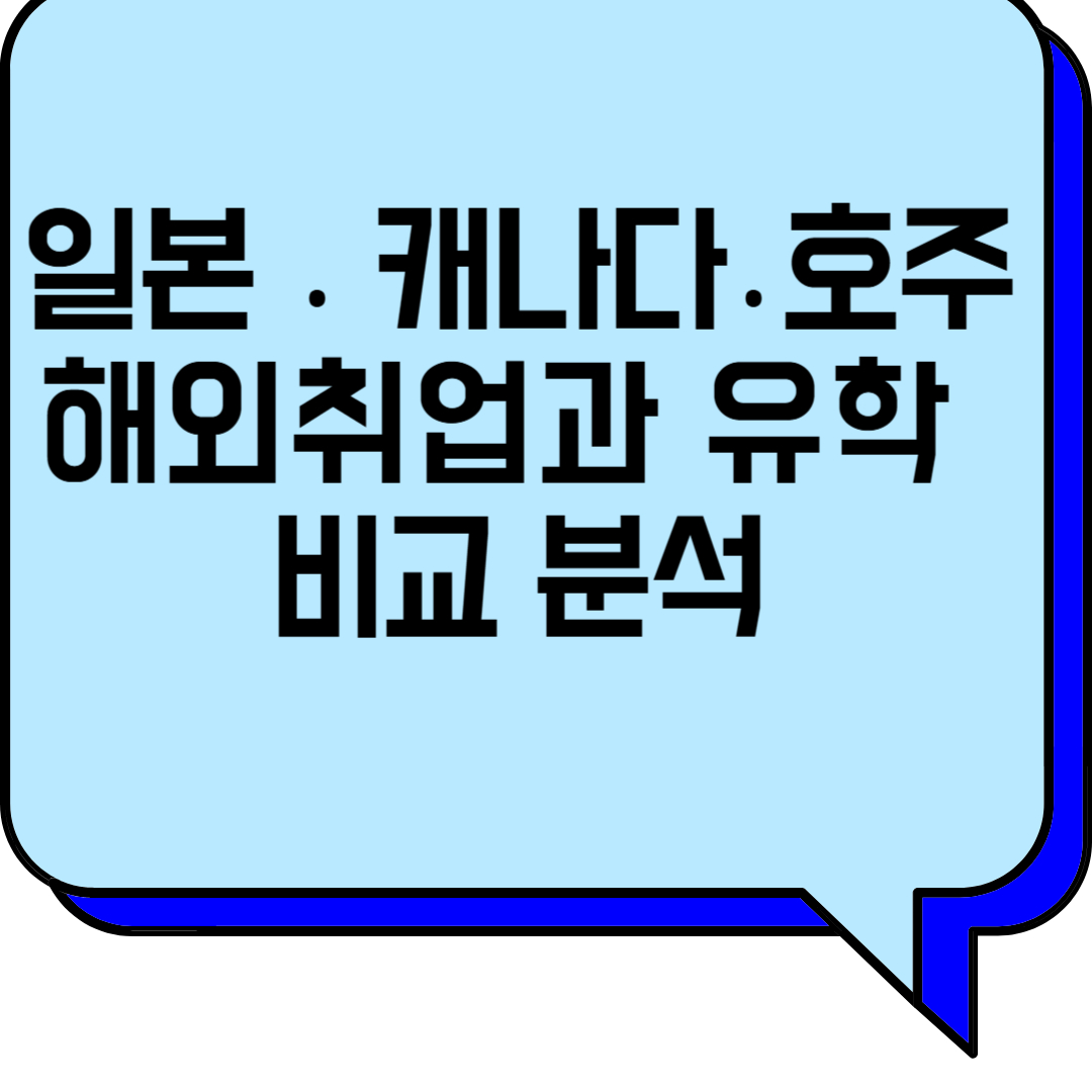 일본, 캐나다, 호주 해외취업과 유학 비교 분석
