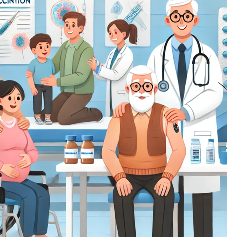 노인 예방 접종의 그림