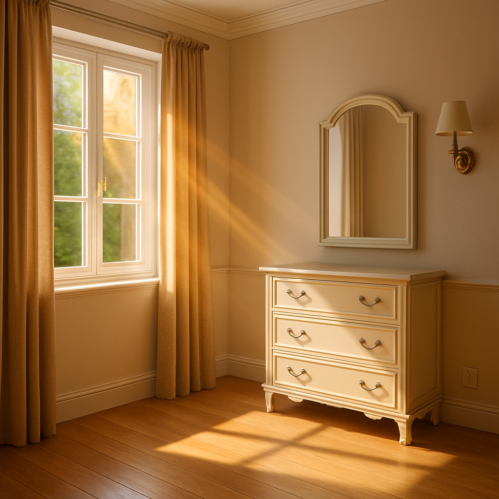 햇살이 따사롭게 들어오는 예쁜 집의 창가 풍경