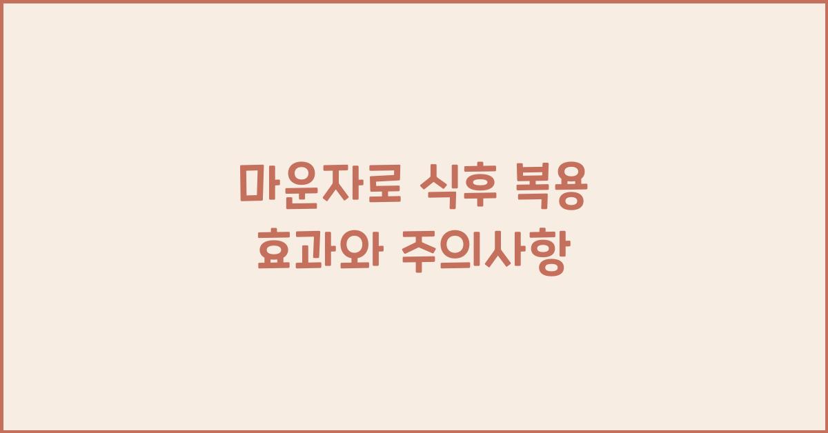 마운자로 식후 복용