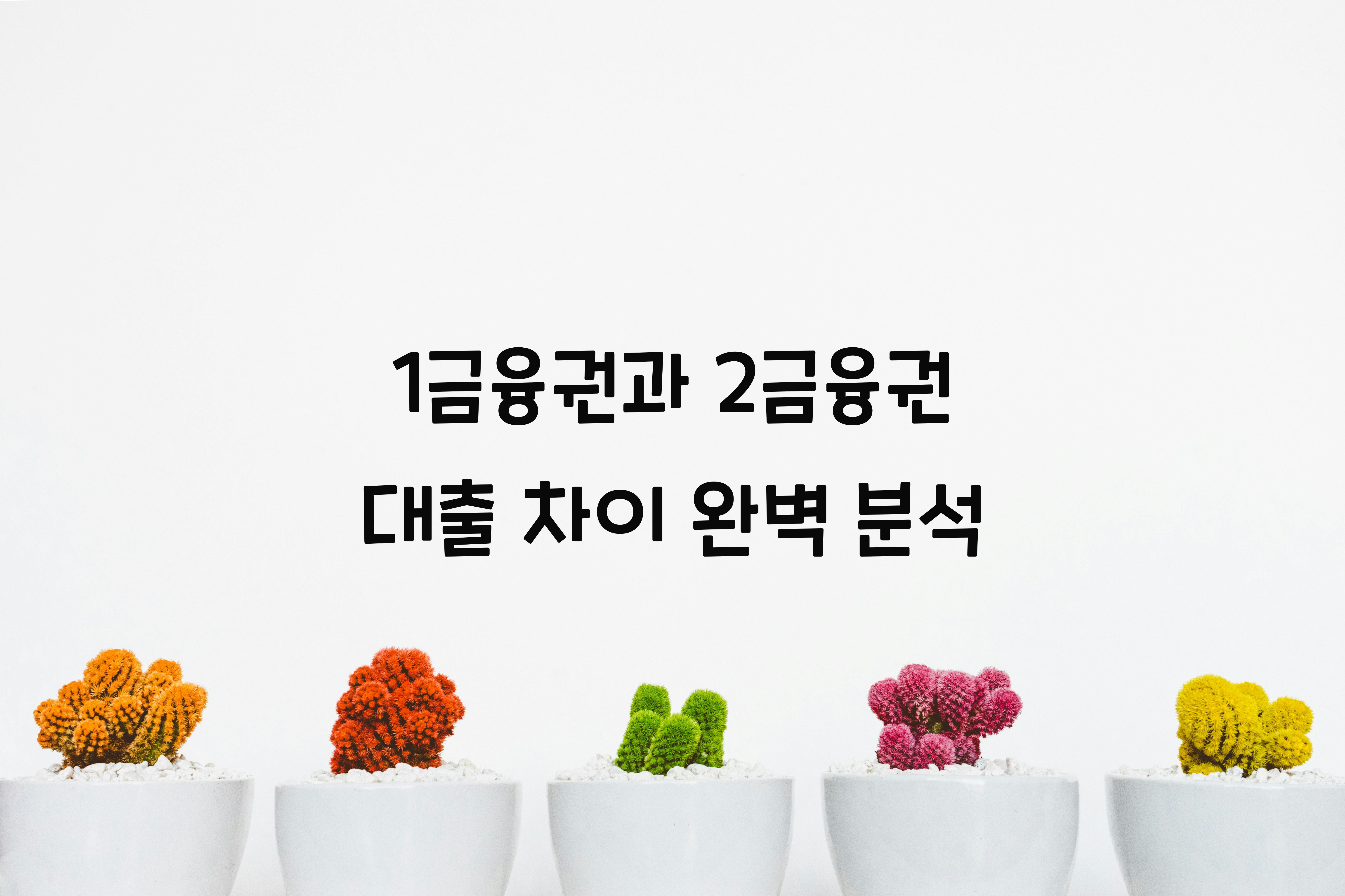 1금융권과 2금융권 대출 차이