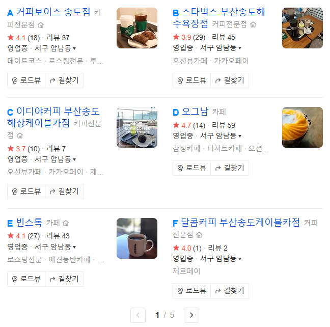 송도해상케이블카 주변 카페